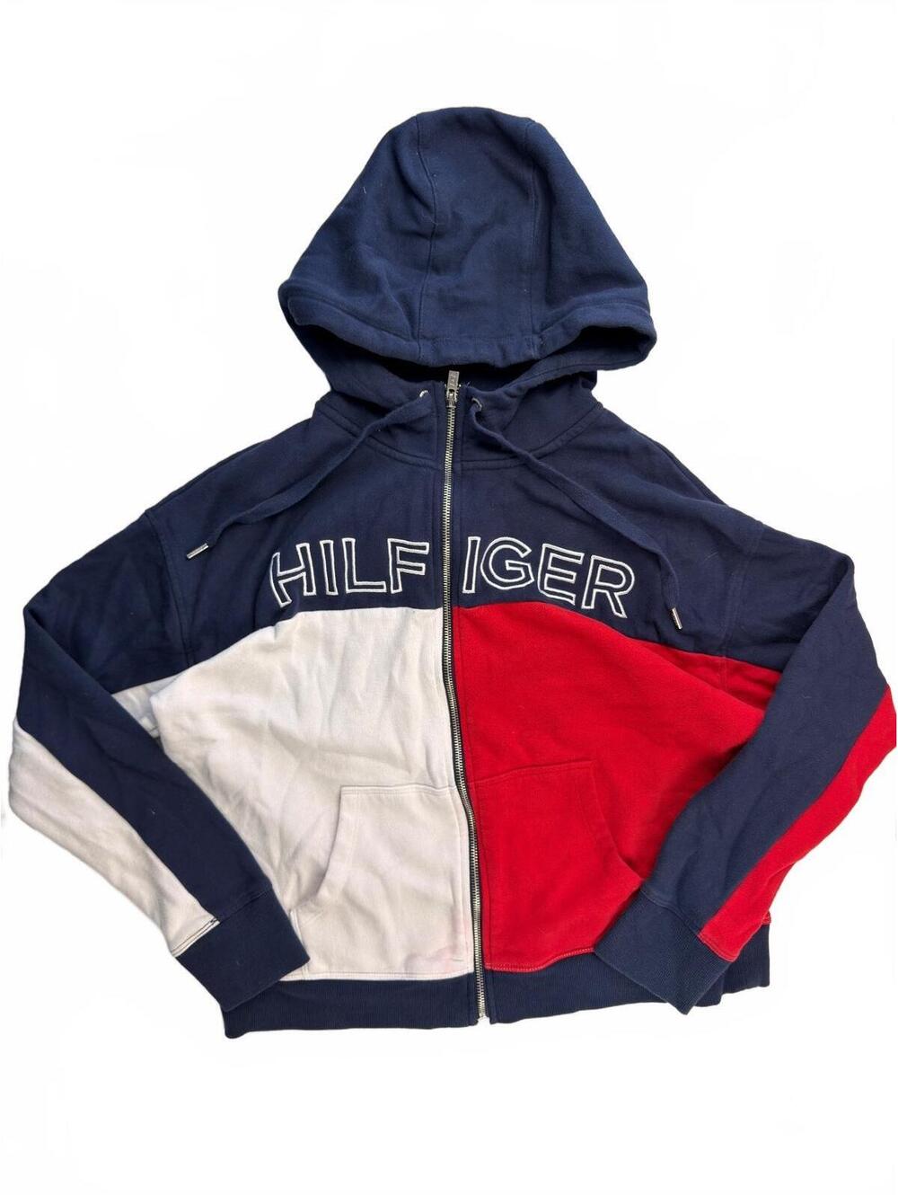 Tommy Hilfiger Sport Colorblock Full Zip Hoodie Red White Blue L